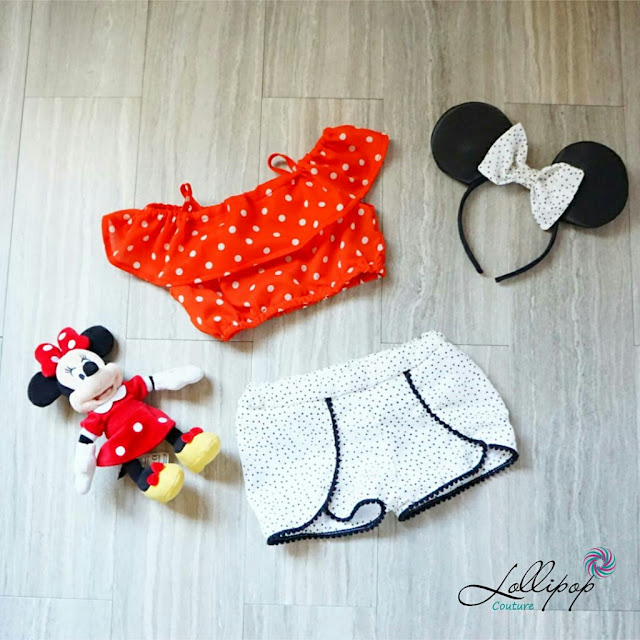 Classic Red and Black Minnie mouse theme polka dot birthday outfit