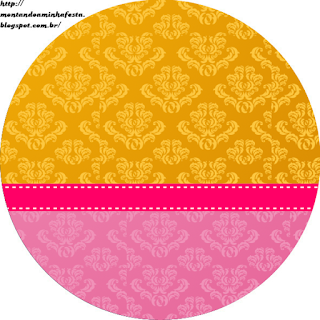 White Damasks in Pink and Gold Toppers or Free Printable Candy Bar Labels.