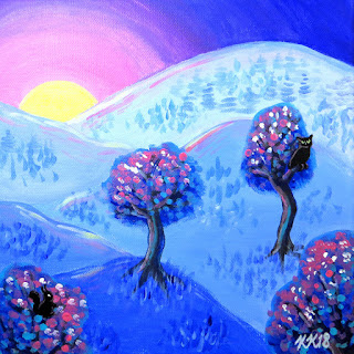 Mountain sunset acrylic painting