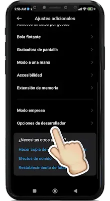 no me aparece el modo desarrollador en mi teléfono