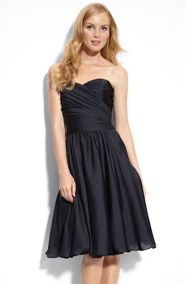 Black&Purple Bridesmaid Strapless Dress