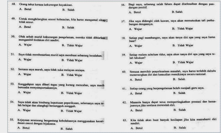 Contoh Soalan Ujian Kelayakan Calon Guru (UKCG)