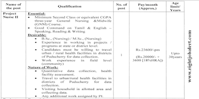 Project Nurse and Project Technical Support Jobs JIPMER