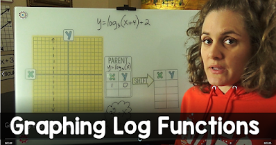 In this post is a graphing logarithmic functions step by step video and a free graphing logarithm functions cheat sheet. The cheat sheet can be given to students for their notebooks or enlarged to create an anchor chart for your wall.