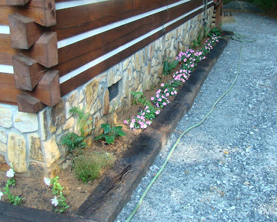 Railroad tie flower bed