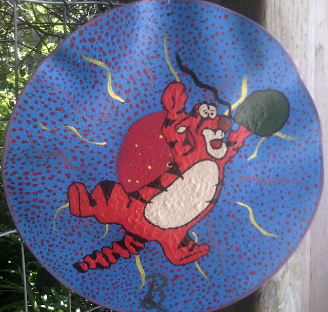 painting of tigger on a warped record