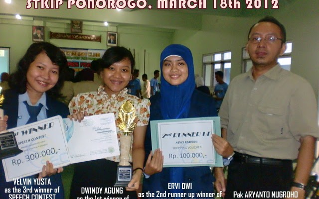 Juara 1 & 5 Newsreading Contest dan Juara 3 Speech Contest STKIP Ponorogo - Madiun Level