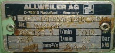 ALLWEILER AG AFT-T40R54G19US-W199 SCREW PUMP