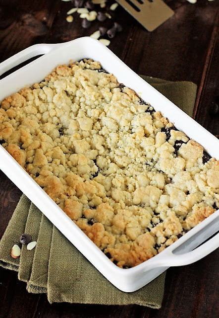 Fudgy Chocolate Layer Bars with Crumb Topping in Baking Dish Image