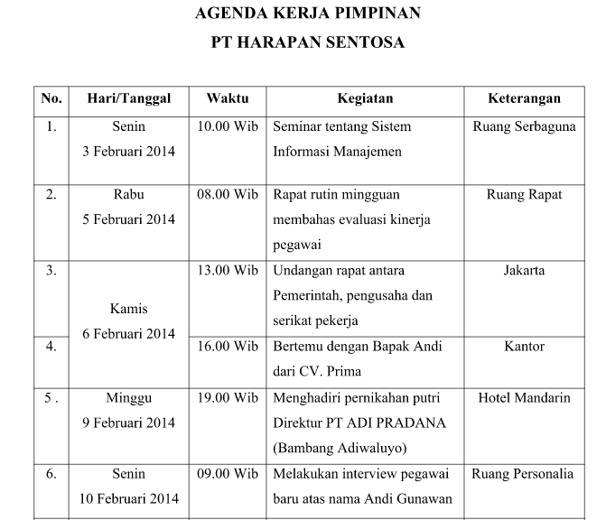 Contoh Soal dan Jawaban UKK Menangani Jadwal Kegiatan 