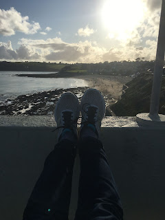 feet up while resting in the sun