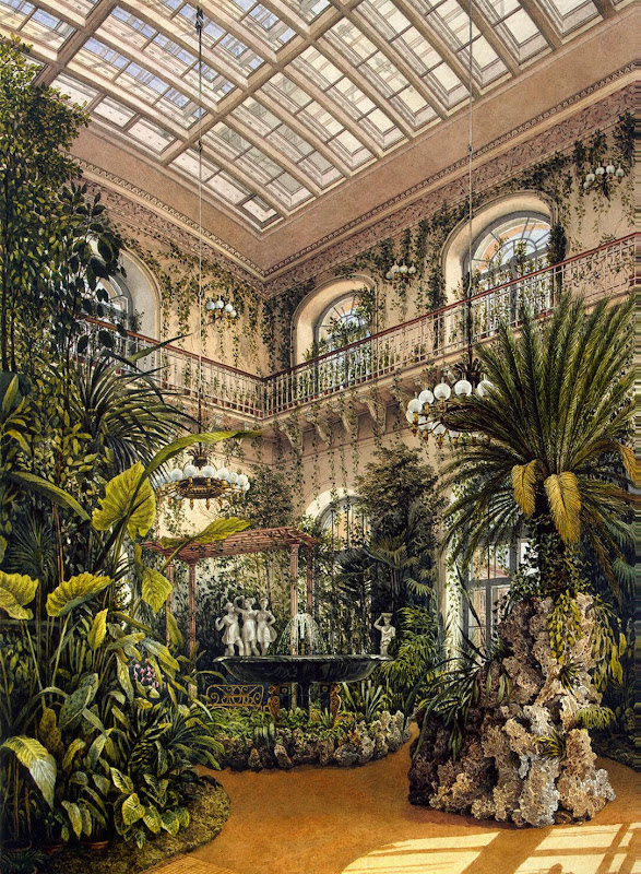 Interiors of the Winter Palace. The Winter Garden by Konstantin Andreyevich Ukhtomsky - Architecture, Interiors Drawings from Hermitage Museum