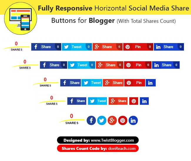 Responsive Social Media Share Buttons for Blogger