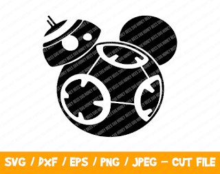 Mickey Head BB8 Svg, Mickey Mouse Head Shape Svg, Disney Monogram Frame Svg, Star Wars Disney Svg, BB8 Svg, BB8 Mickey Head Cut File