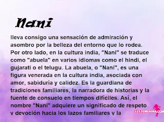 ▷ Significado del nombre Nani