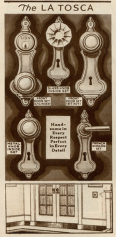 1930 catalog image of Sears La Tosca door handle hardware