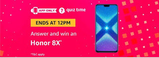 Amazon quiz 22nd November Answers and Win Honor 8x