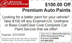Discount Coupon $100 Off Premium Auto Paint Sale March 2020