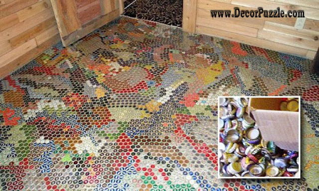  bottle cap floor, unique flooring, creative flooring, cheap Floor ideas Flooring Options 