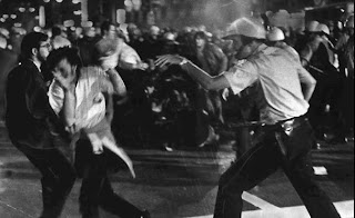 Chicago Police come at crowds with nightsticks and tear gas as they try to break up protests during the the Democratic National Convention in Chicago in August 1968.