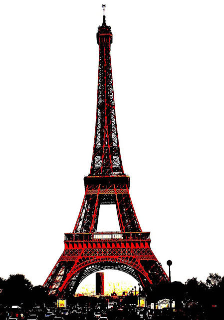 Eiffel Tower red silhouette