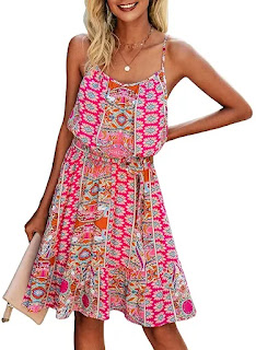 PRETTYGARDEN Spaghetti Strap Floral Print Crewneck Ruffle summer Dress with Belt