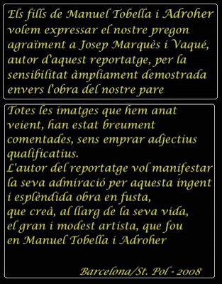 Agradecimientos en DVD sobre Manuel Tobella i Adroher