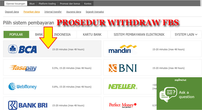 Prosedur withdraw FBS