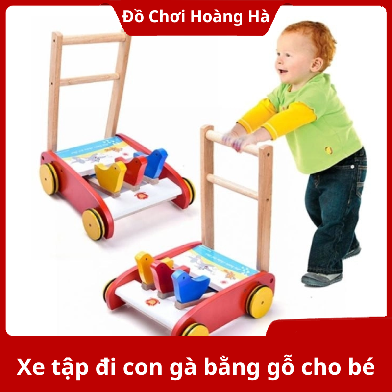 Xe tập đi con gà bằng gỗ cho bé