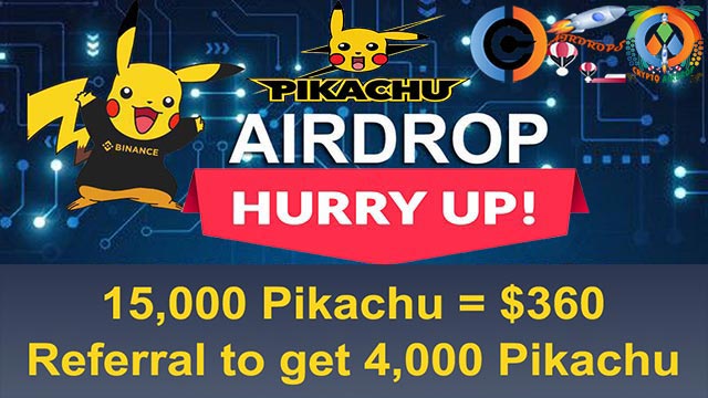 PIKACHU Coin Airdrop of 20K $Pikachu worth $160 USD Free