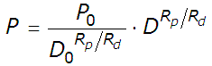 P = (Po/Do^(Rp/Rd))*D^(Rp/Rd)