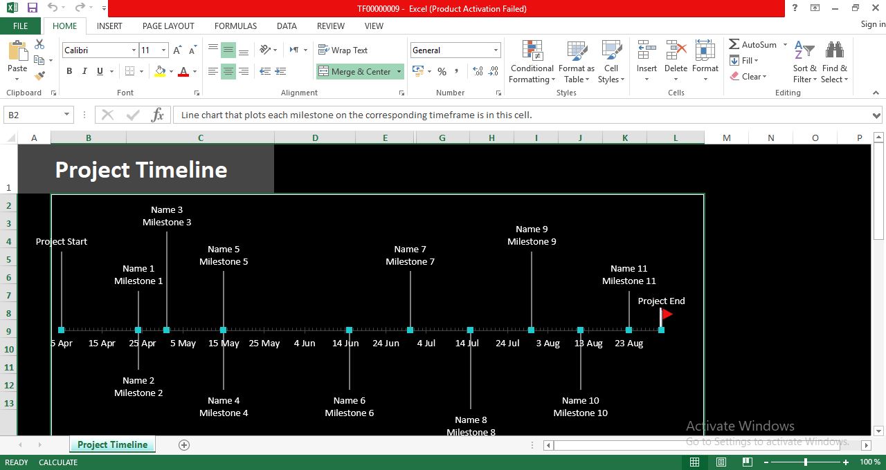 Project Timeline With Milestones Excel Template