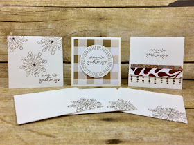 These 3x3 Christmas cards fit perfectly into Stampin' Up!'s Mini Pizza Box!  They are made with the Cheers to the Year stamp set, Year of Cheer Specialty Designer Paper, and Year of Cheer Washi Tape.  #stamptherapist #stampinup www.stamptherapist.com