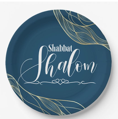 Shabbat Shalom Paper Plates For Celebration - Jewish Gifts For The Home