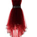 Dark Wine Red Tulle Sleeveless Homecoming Dresses, Asymmetry Prom ...