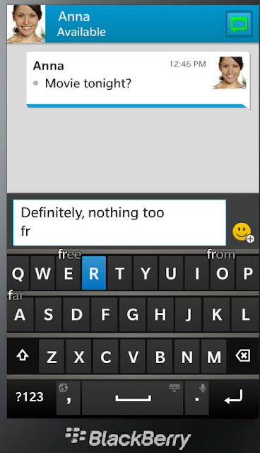 BlackBerry 10 keyboard predicting text