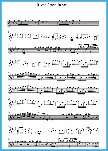 Music score of "River flows in you" | Free sheet music for sax