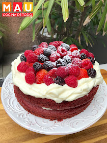 mau cocina de todo pastel red velvet cajita mejorado queso crema frutos rojos