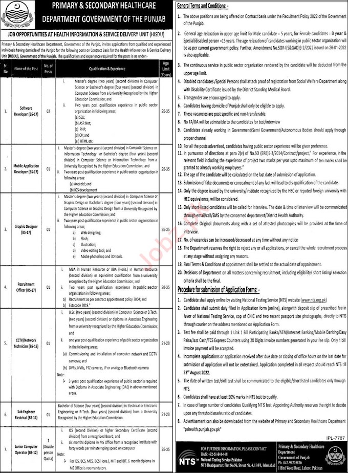Health Information & Service Delivery Unit Jobs 2022 