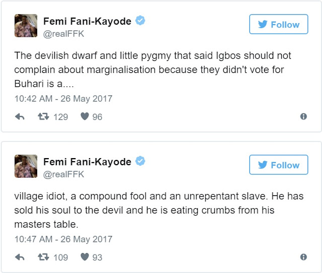 You have sold your soul to the devil – Fani-Kayode blasts Buhari’s minister for comments about Igbo marginalisation 