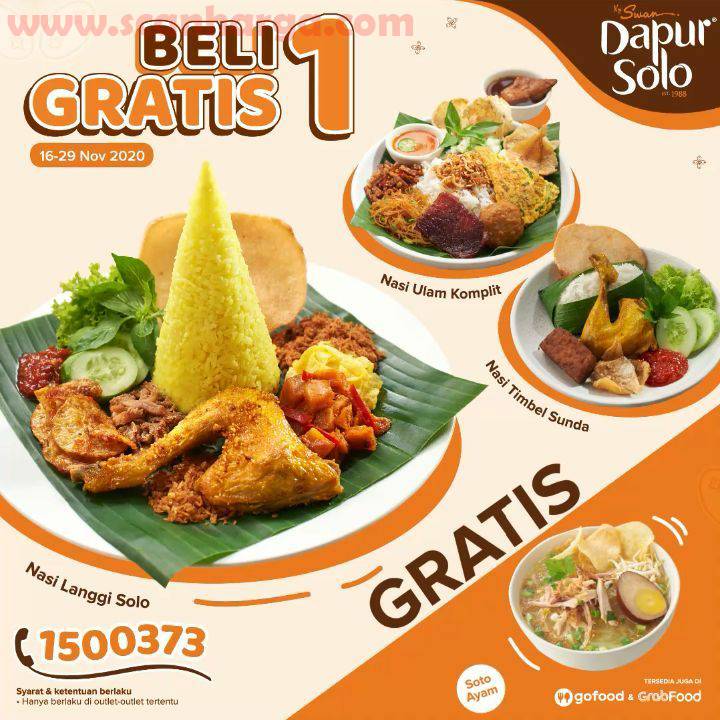 Dapur Solo Promo BELI 1 Nasi Pilihan GRATIS 1 Soto Ayam