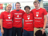  this is a picture of 4 students wearing shirts that say i love teachers