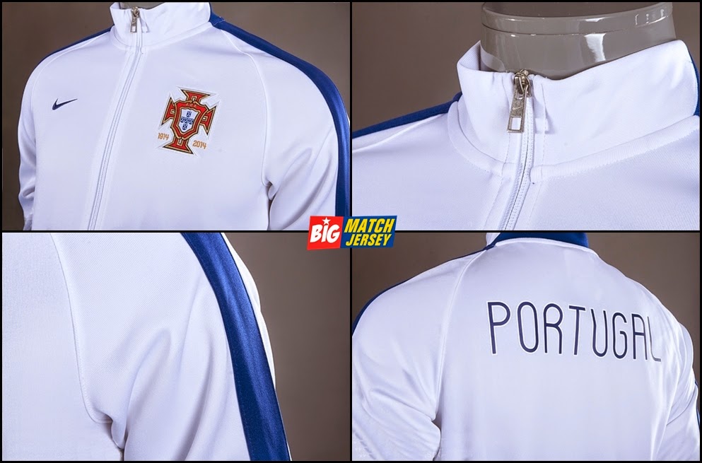 Detail Jaket Portugal Away Putih N98 Authentic International Men's Piala Dunia 2014