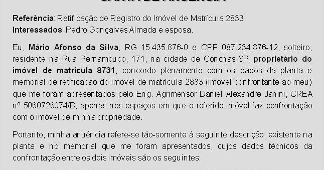 Eduardo Augusto - RI de Chs: Anuência de Confrontante VI 