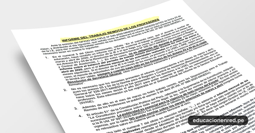 ANÁLISIS: Informe del Trabajo Remoto de los Profesores (Fernando Gamarra Morales)