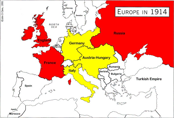 This map allows you to see the alliances even better. The red are the ...