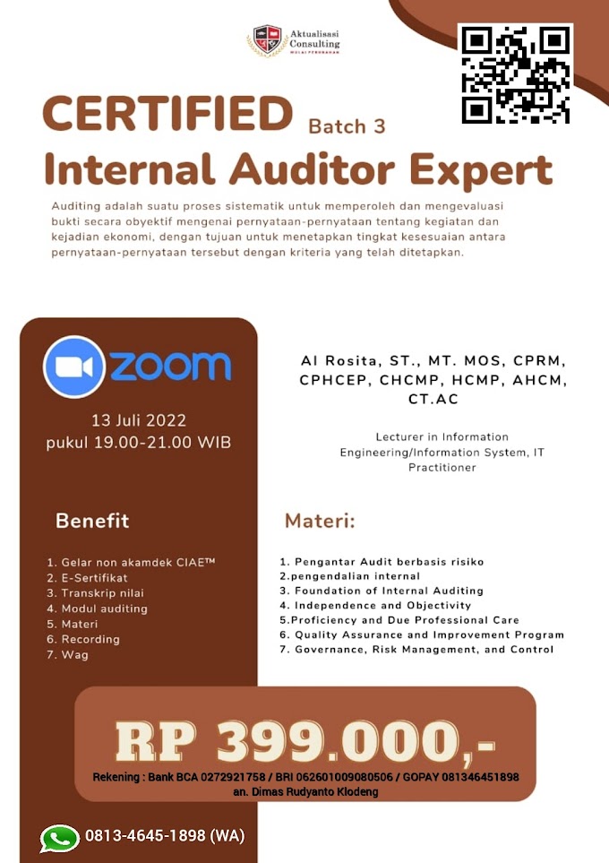 WA.0813-4645-1898 | Certified Internal Auditor Expert (CIAE™) 13 Juli 2022