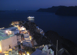 The view from the tip of Oia out into the caldera.