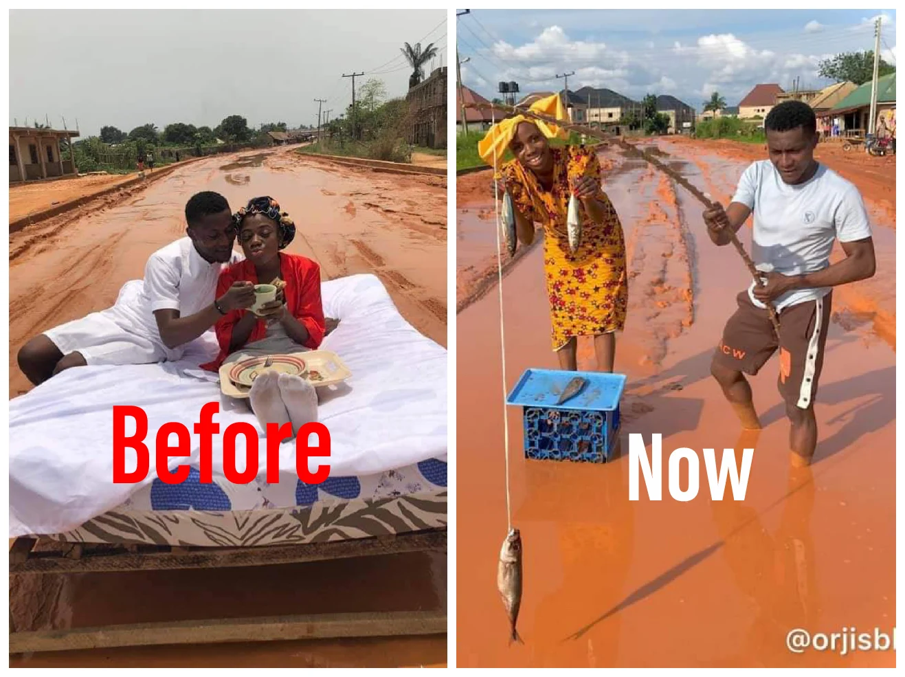 Months After ‘Honeymooning’ On Bad Imo Road, Couple Returns For ‘Fishing Trip’