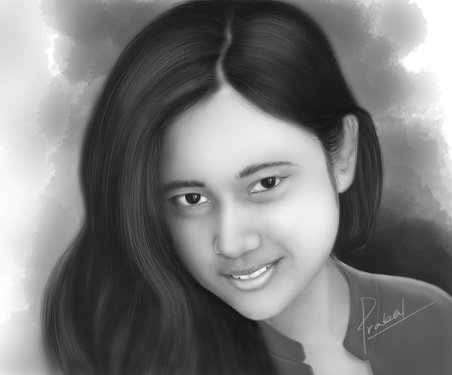 Portrait Digital Painting in photoshop with wacom bamboo pen tablet